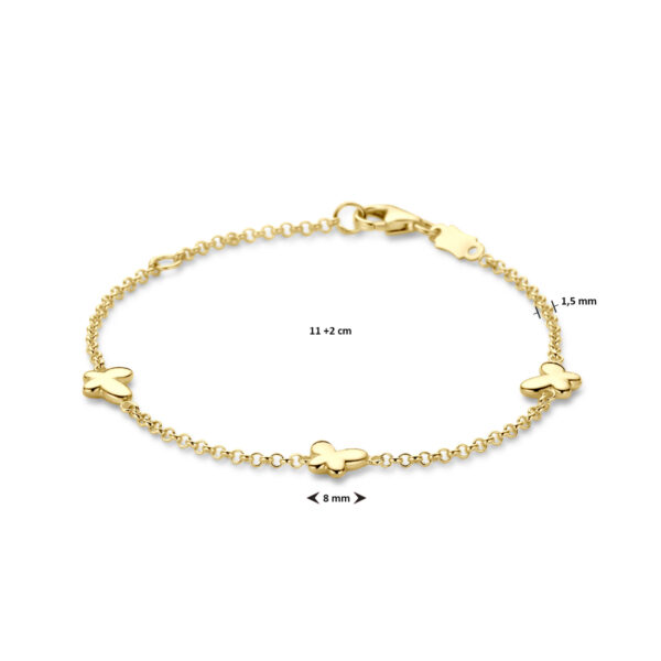armband vlinder 11 - 13 cm 14K geelgoud - Afbeelding 3