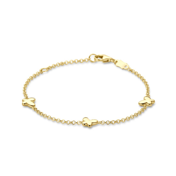armband vlinder 11 - 13 cm 14K geelgoud