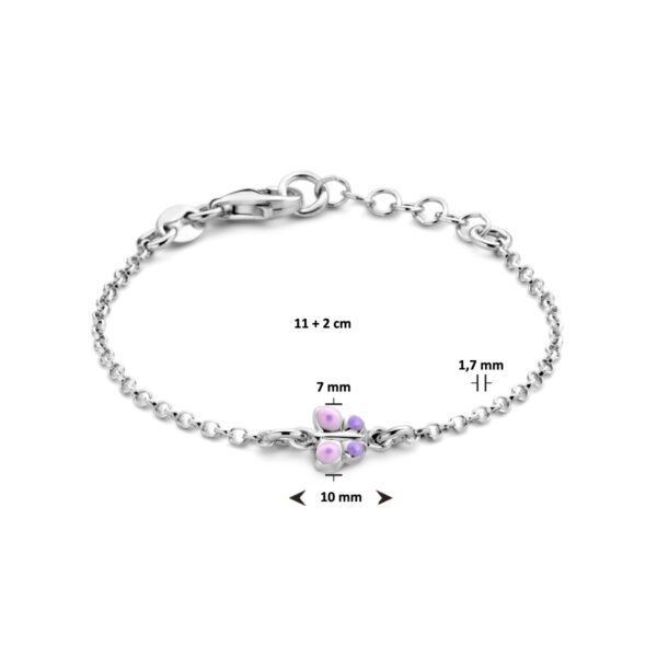 armband vlinder 11 + 2 cm zilver gerhodineerd - Afbeelding 3