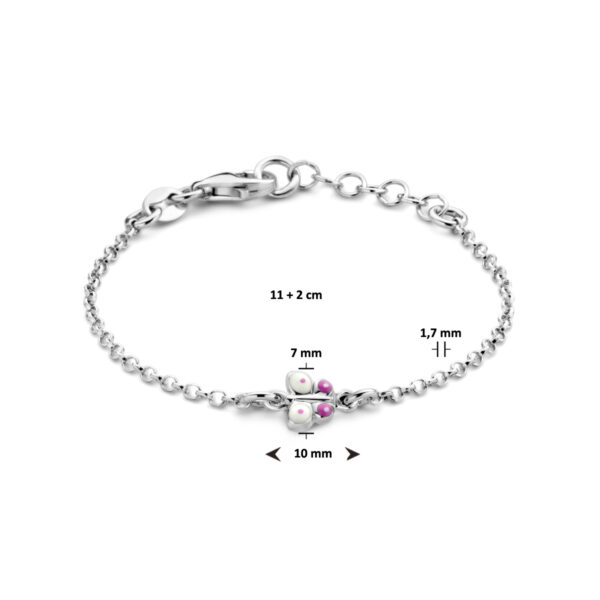 armband vlinder 11 + 2 cm zilver gerhodineerd - Afbeelding 3