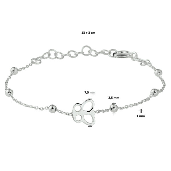 armband vlinder 13 + 3 cm zilver gerhodineerd - Afbeelding 4