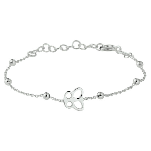 armband vlinder 13 + 3 cm zilver gerhodineerd