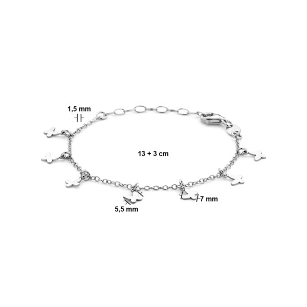 armband vlinders 13 + 3 cm zilver gerhodineerd - Afbeelding 3