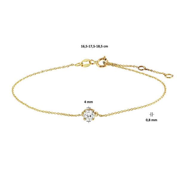 armband zirkonia 0,8 mm 16,5 - 17,5 - 18,5 cm 14K geelgoud - Afbeelding 4