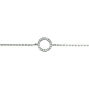 armband zirkonia 1,0 mm 15,5 + 2,5 cm zilver gerhodineerd