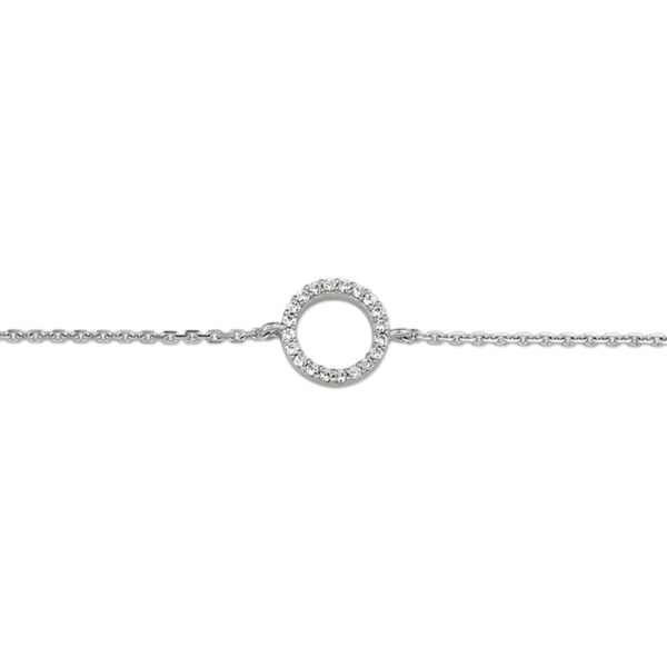 armband zirkonia 1,0 mm 15,5 + 2,5 cm zilver gerhodineerd