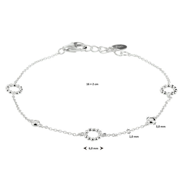 armband zirkonia 16 + 2 cm zilver gerhodineerd - Afbeelding 3