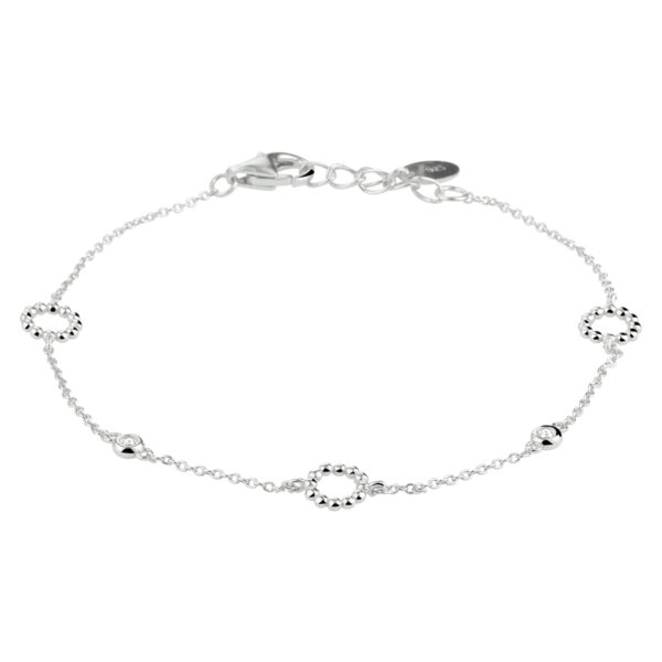 armband zirkonia 16 + 2 cm zilver gerhodineerd