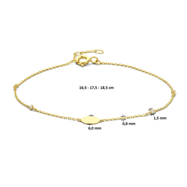 armband zirkonia 16,5 - 17,5 - 18,5 cm 14K geelgoud - Afbeelding 3