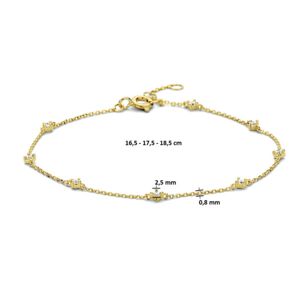 armband zirkonia 16,5 - 17,5 - 18,5 cm 14K geelgoud - Afbeelding 3