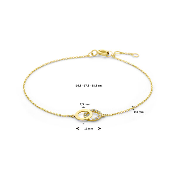 armband zirkonia 16,5 - 17,5 - 18,5 cm 14K geelgoud - Afbeelding 3