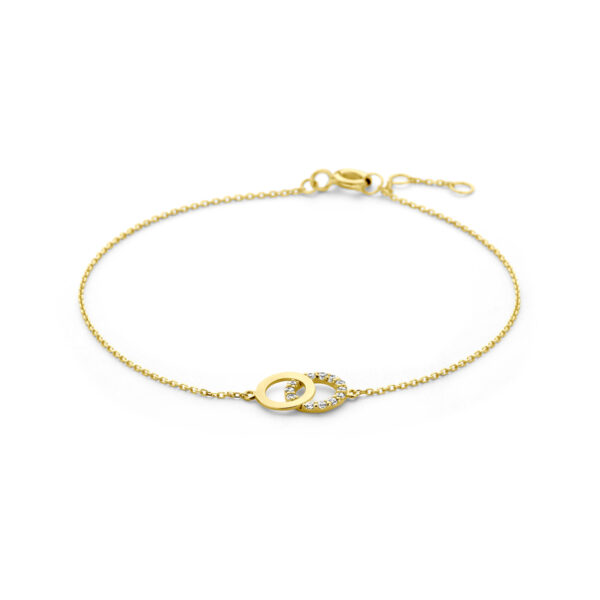 armband zirkonia 16,5 - 17,5 - 18,5 cm 14K geelgoud