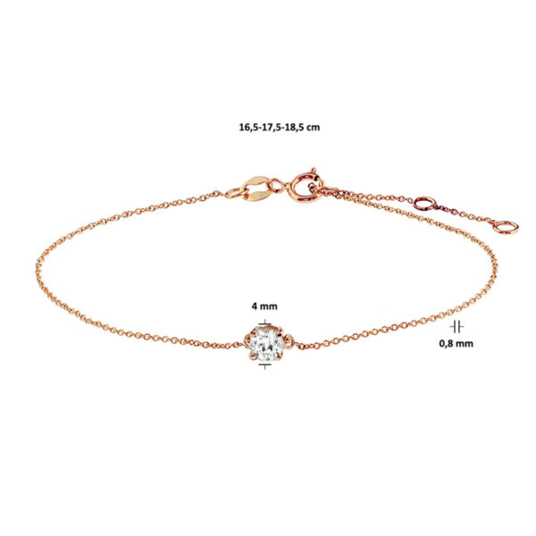 armband zirkonia 16,5 - 17,5 - 18,5 cm 14K roségoud - Afbeelding 3