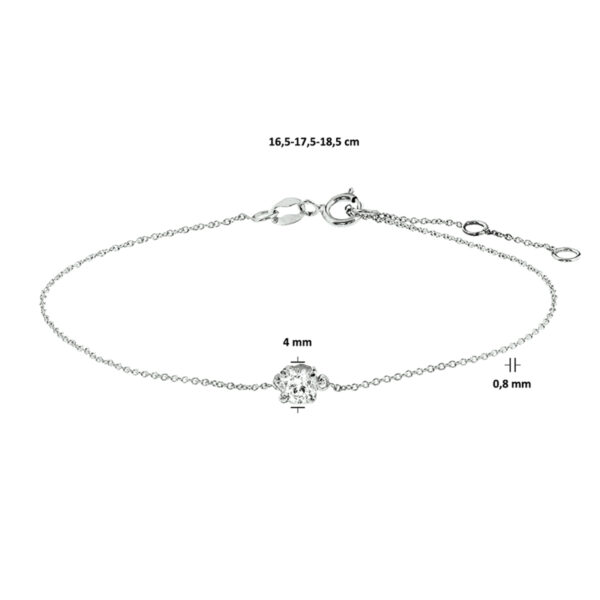 armband zirkonia 16,5 - 17,5 - 18,5 cm 14K witgoud - Afbeelding 4