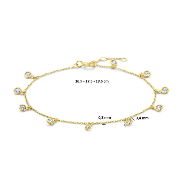 armband zirkonia 16,5 - 17,5 - 18,5 mm 14K geelgoud - Afbeelding 3