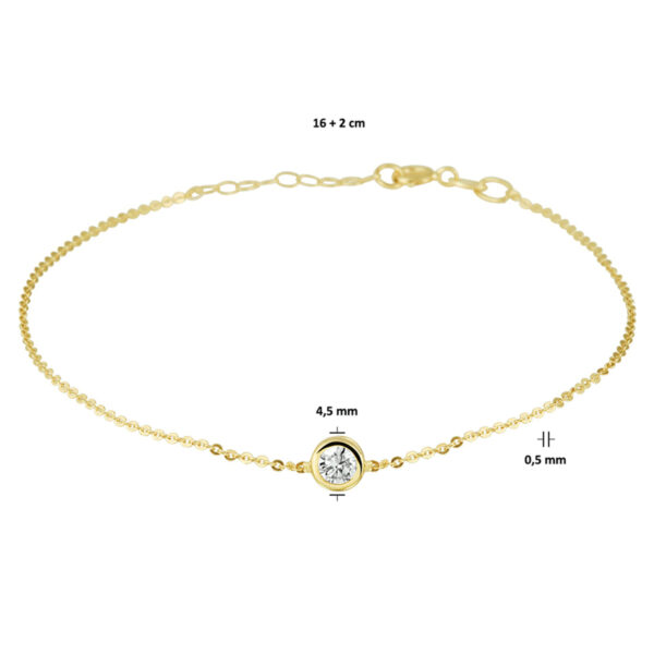 armband zirkonia 16,5 + 2 cm 14K geelgoud - Afbeelding 4