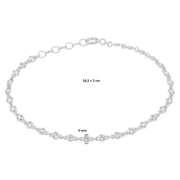 armband zirkonia 16,5 + 2 cm zilver gerhodineerd - Afbeelding 3