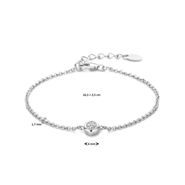 armband zirkonia 16,5 + 2,5 cm zilver gerhodineerd - Afbeelding 4