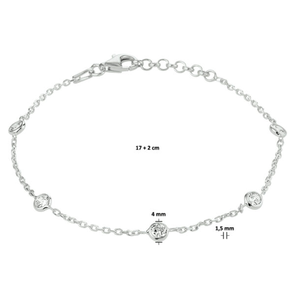 armband zirkonia 17 + 2 cm zilver gerhodineerd - Afbeelding 4
