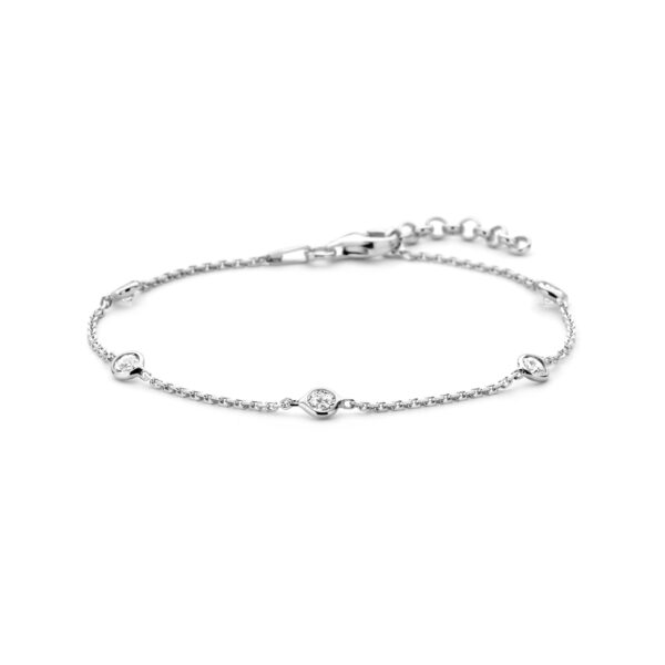 armband zirkonia 17 + 2 cm zilver gerhodineerd