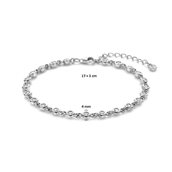 armband zirkonia 17 + 3 cm zilver gerhodineerd - Afbeelding 3