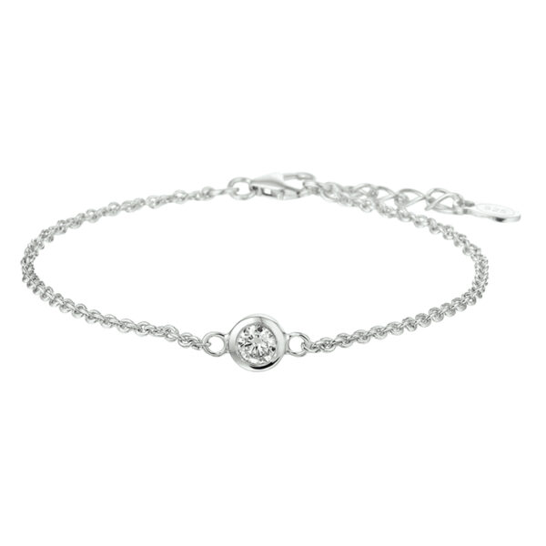 armband zirkonia 1,7 mm 16,5 + 2,5 cm zilver gerhodineerd