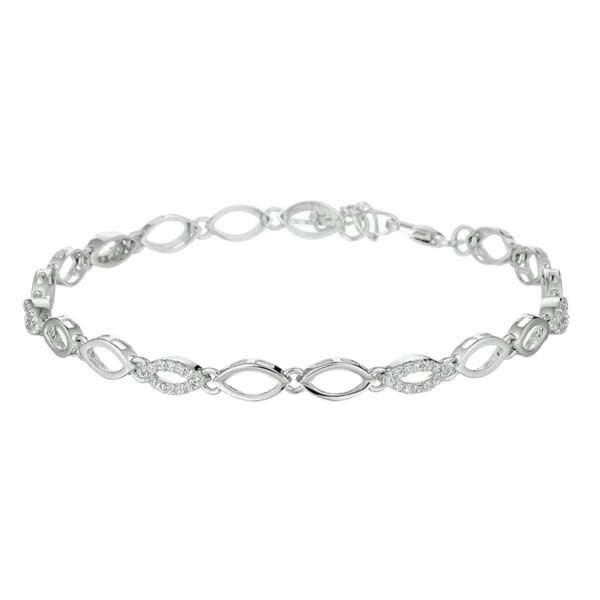 armband zirkonia 18 + 2,5 cm zilver gerhodineerd