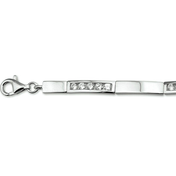 armband zirkonia 4,6 mm 18 + 3 cm zilver gerhodineerd