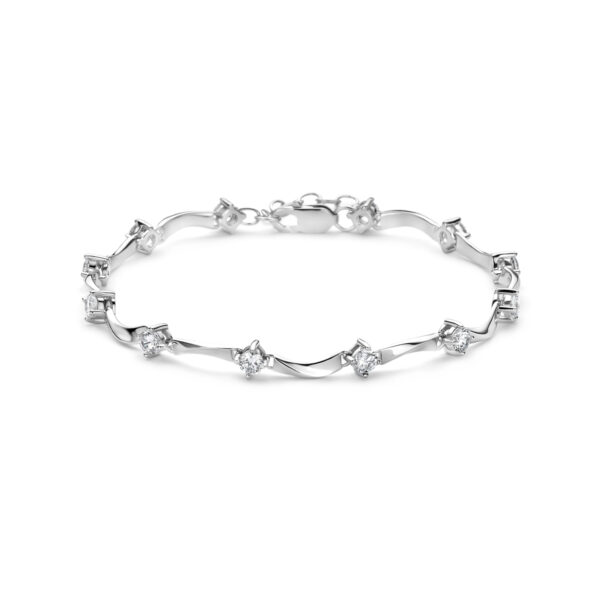 armband zirkonia 5,0 mm 18,5 cm zilver gerhodineerd