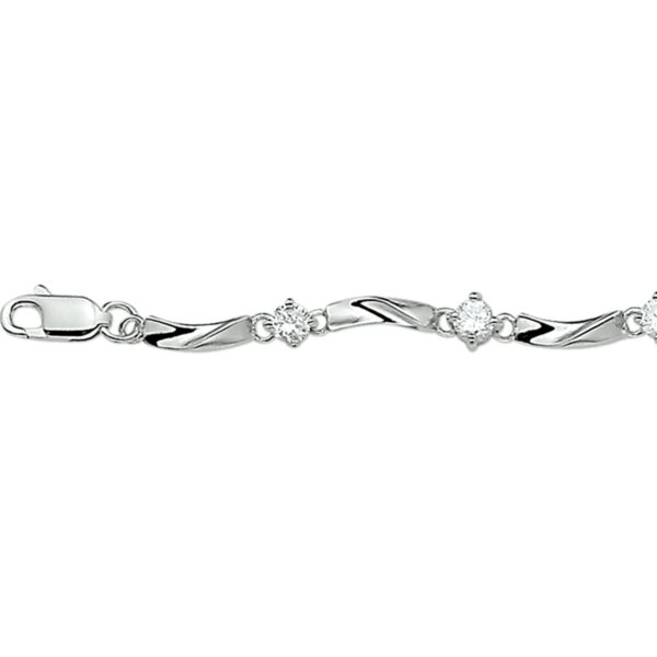 armband zirkonia 5,0 mm 18,5 cm zilver gerhodineerd
