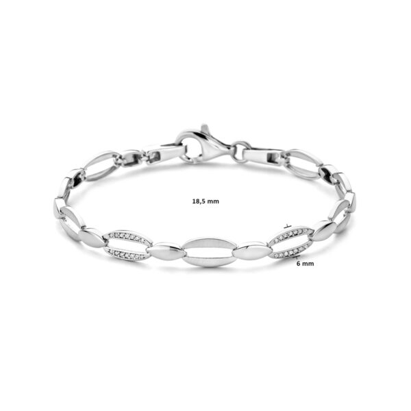 armband zirkonia 6,0 mm 18,5 cm poli/mat zilver gerhodineerd - Afbeelding 3