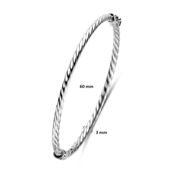bangle gedraaid 3 mm 60 mm zilver gerhodineerd - Afbeelding 4