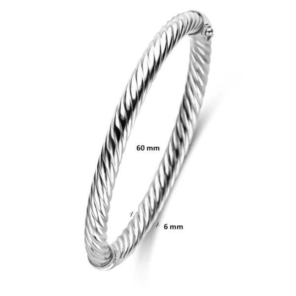 bangle gedraaid 6 mm 60 mm zilver gerhodineerd - Afbeelding 4