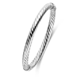 bangle gedraaid 6 mm 60 mm zilver gerhodineerd