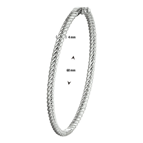 bangle scharnier 4,0 x 60 mm zilver gerhodineerd - Afbeelding 3