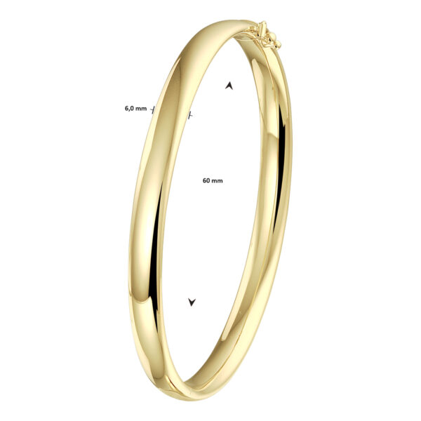 bangle scharnier ovale buis 6 x 60 mm 14K geelgoud - Afbeelding 3