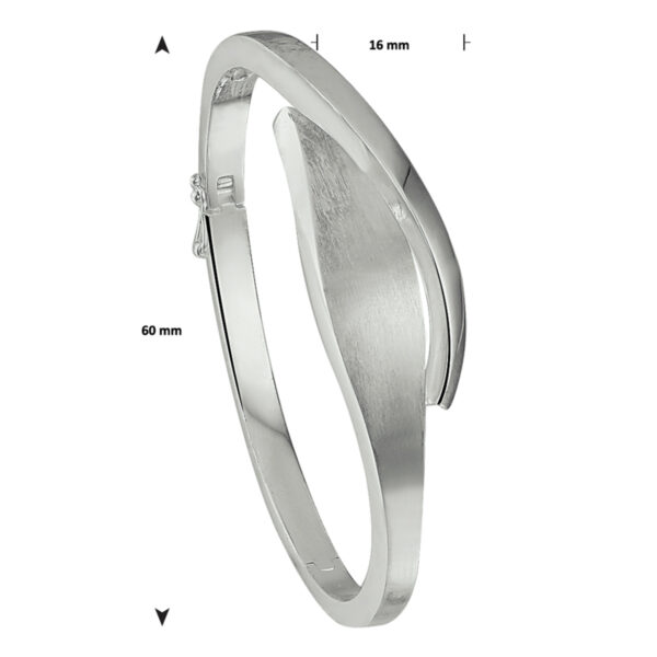 bangle scharnier poli/mat 16 x 60 mm zilver gerhodineerd - Afbeelding 2