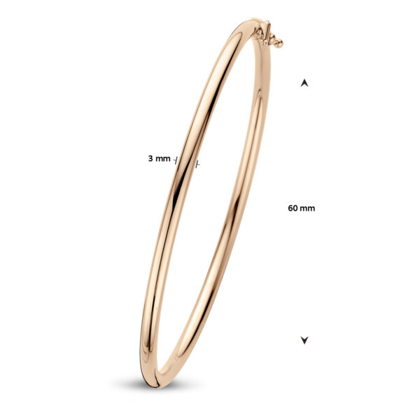 bangle scharnier ronde buis 3 x 60 mm 14K roségoud - Afbeelding 4