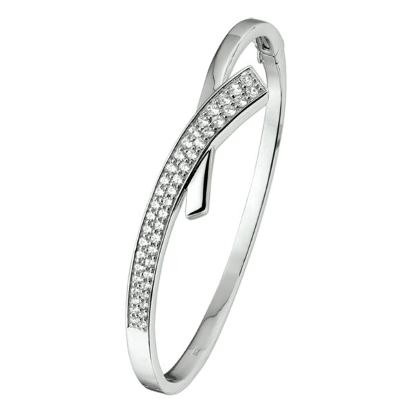 bangle scharnier zirkonia 12 x 60 mm zilver gerhodineerd