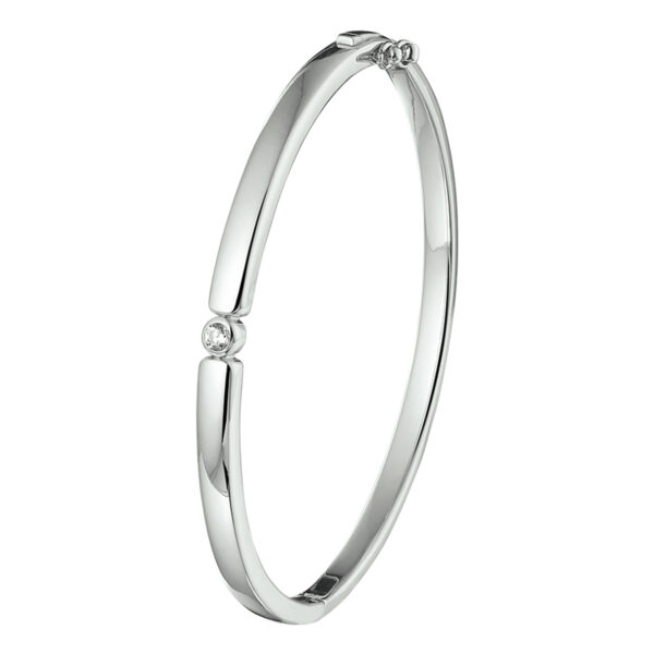 bangle scharnier zirkonia 4,5 x 60 mm zilver gerhodineerd