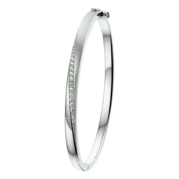 bangle scharnier zirkonia 4,5 x 60 mm zilver gerhodineerd