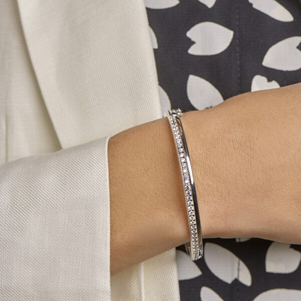 bangle scharnier zirkonia 5,5 x 58,5 mm zilver gerhodineerd - Afbeelding 2