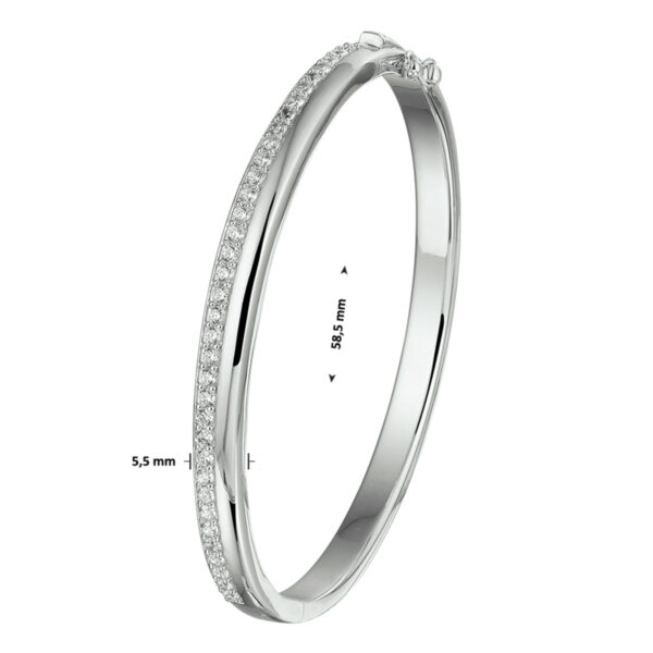 bangle scharnier zirkonia 5,5 x 58,5 mm zilver gerhodineerd - Afbeelding 3