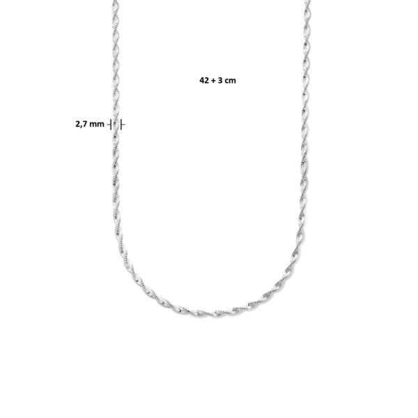 collier 2,7 mm 42 + 3 cm zilver gerhodineerd - Afbeelding 4
