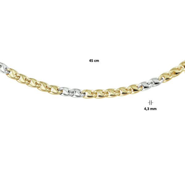collier 4,3 mm 14K bicolor goud geel/wit - Afbeelding 2