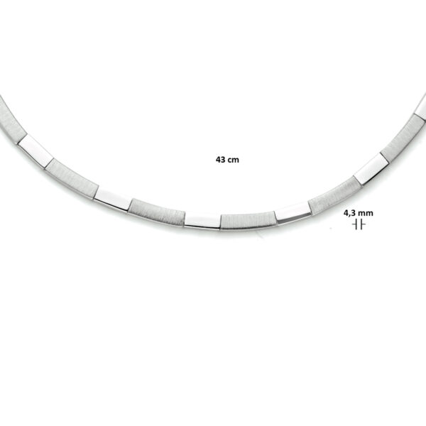 collier 4,3 mm 43 cm poli/mat zilver gerhodineerd - Afbeelding 4