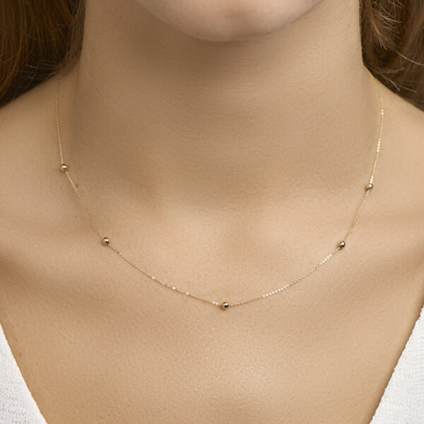 collier 5 x schuifbol 40 - 42 - 44 cm 14K geelgoud - Afbeelding 2