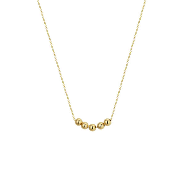collier 5 x schuifbol 40 - 42 - 44 cm 14K geelgoud