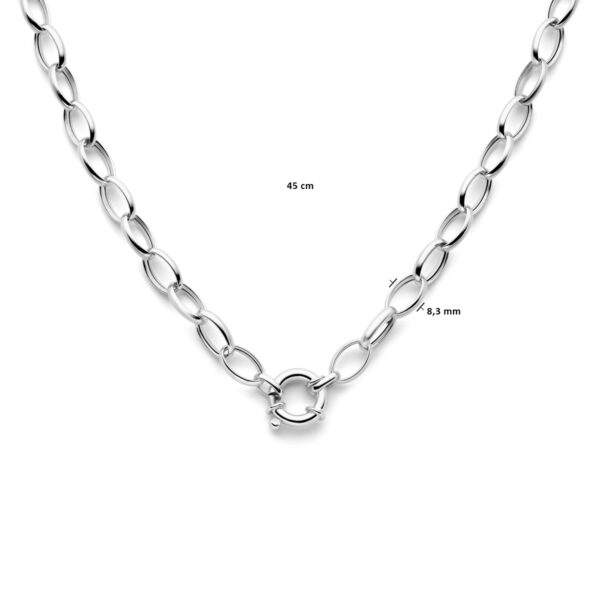 collier 8,3 mm 45 cm met groot springslot zilver gerhodineerd - Afbeelding 4
