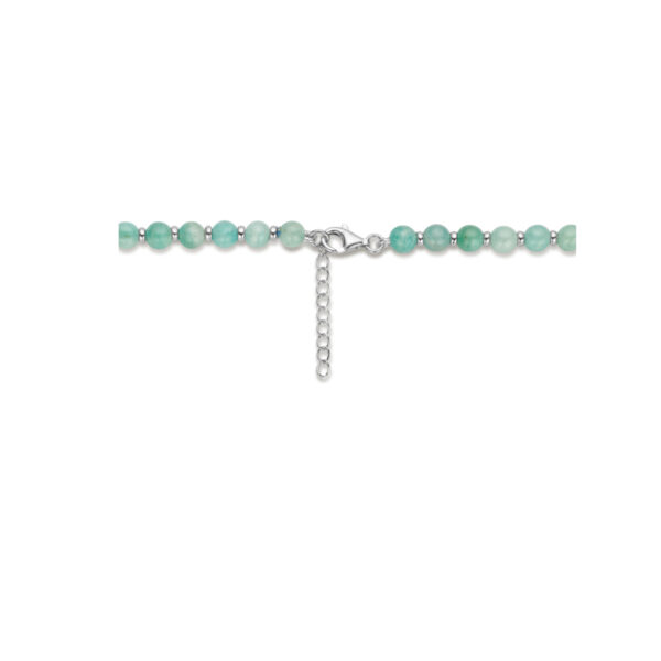 collier amazoniet en ringetjes 6,0 mm 42 + 3 cm zilver gerhodineerd - Afbeelding 3